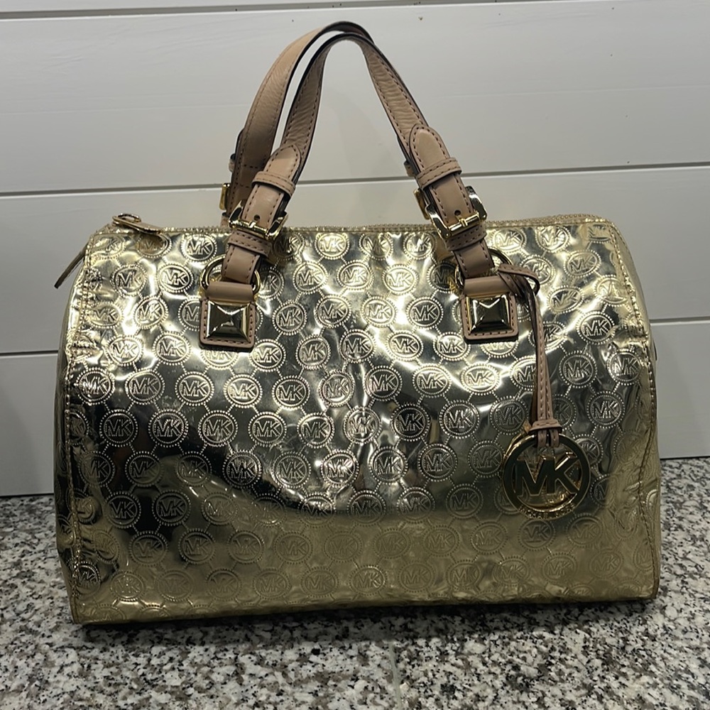 Michael Kors Gold Metallic Hand Bag